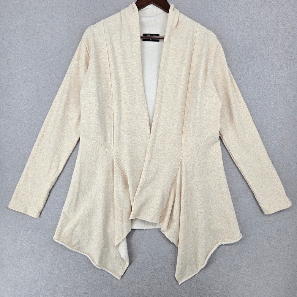 Revid Womens XL Cardigan Sweater Waterfall Open Front Cream Made in Michigan